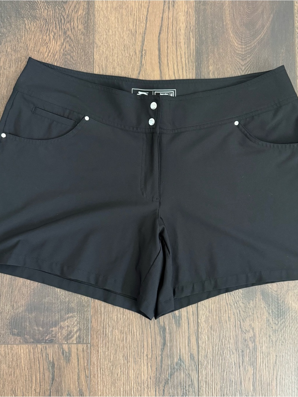 Slazenger Black Women's Athletic Stretch Shorts with Button Waist